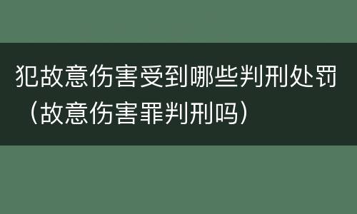 犯故意伤害受到哪些判刑处罚（故意伤害罪判刑吗）
