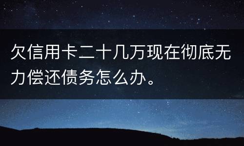 欠信用卡二十几万现在彻底无力偿还债务怎么办。