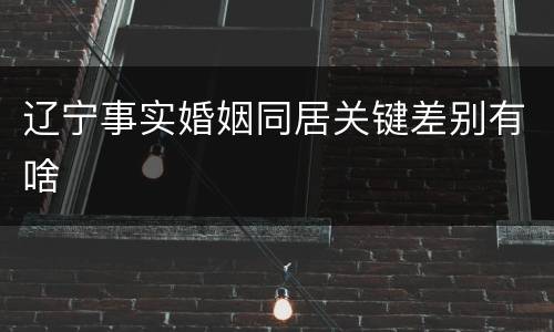 辽宁事实婚姻同居关键差别有啥