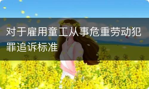 对于雇用童工从事危重劳动犯罪追诉标准