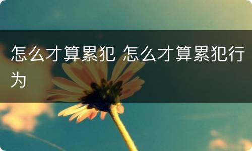 怎么才算累犯 怎么才算累犯行为
