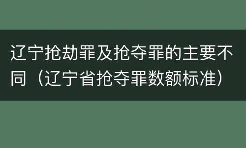 辽宁抢劫罪及抢夺罪的主要不同（辽宁省抢夺罪数额标准）