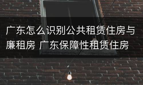 广东怎么识别公共租赁住房与廉租房 广东保障性租赁住房