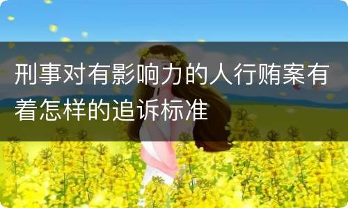 刑事对有影响力的人行贿案有着怎样的追诉标准