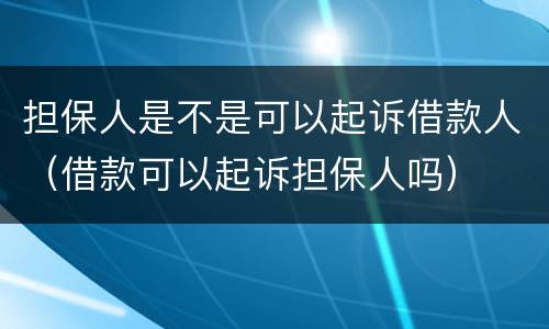 担保人是不是可以起诉借款人（借款可以起诉担保人吗）