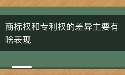 商标权和专利权的差异主要有啥表现