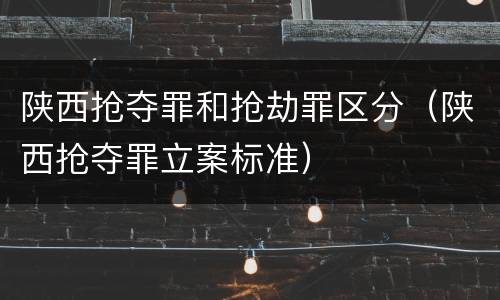 陕西抢夺罪和抢劫罪区分（陕西抢夺罪立案标准）