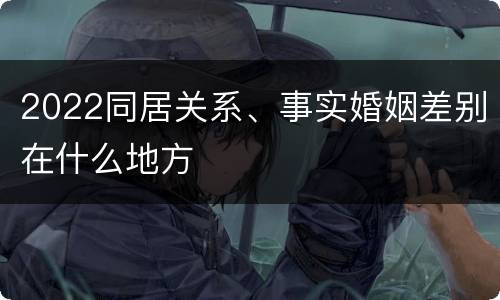 2022同居关系、事实婚姻差别在什么地方