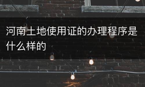 河南土地使用证的办理程序是什么样的