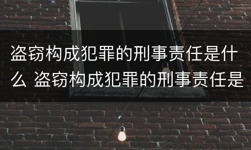 盗窃构成犯罪的刑事责任是什么 盗窃构成犯罪的刑事责任是什么
