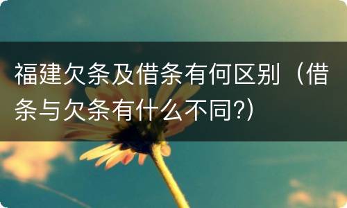 福建欠条及借条有何区别（借条与欠条有什么不同?）