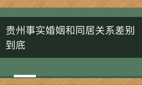 贵州事实婚姻和同居关系差别到底