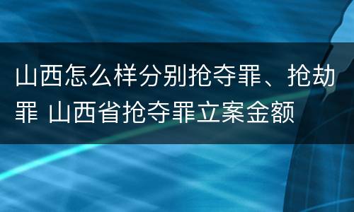 山西怎么样分别抢夺罪、抢劫罪 山西省抢夺罪立案金额