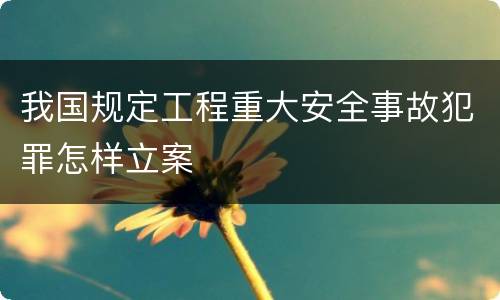 我国规定工程重大安全事故犯罪怎样立案