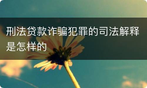 刑法贷款诈骗犯罪的司法解释是怎样的