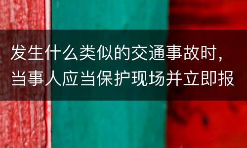 发生什么类似的交通事故时，当事人应当保护现场并立即报警
