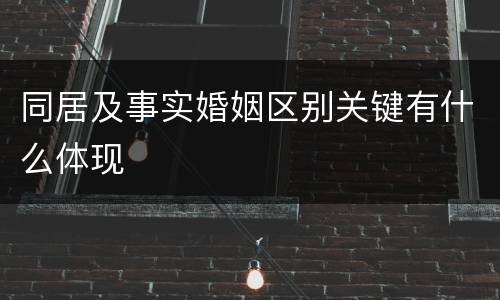 同居及事实婚姻区别关键有什么体现