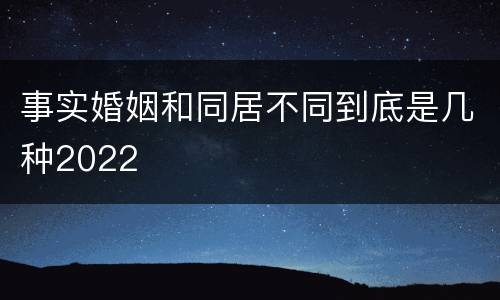 事实婚姻和同居不同到底是几种2022