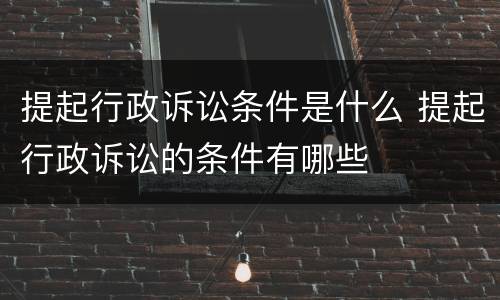 提起行政诉讼条件是什么 提起行政诉讼的条件有哪些