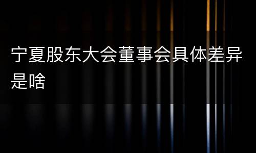 宁夏股东大会董事会具体差异是啥