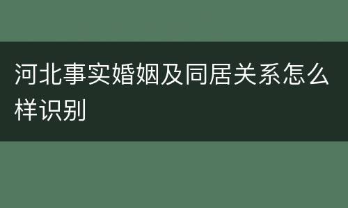 河北事实婚姻及同居关系怎么样识别