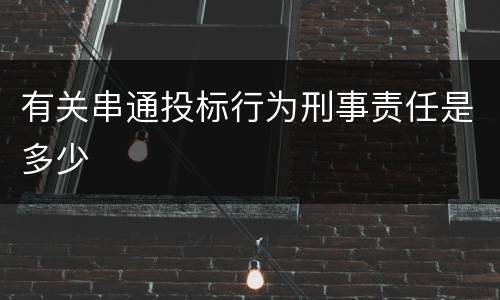 有关串通投标行为刑事责任是多少