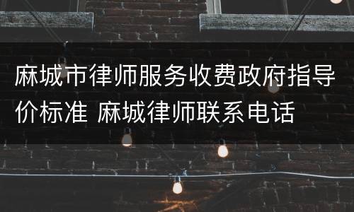 麻城市律师服务收费政府指导价标准 麻城律师联系电话