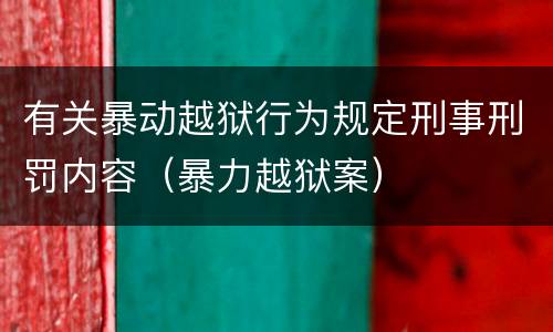 有关暴动越狱行为规定刑事刑罚内容（暴力越狱案）
