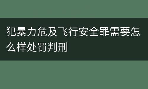 犯暴力危及飞行安全罪需要怎么样处罚判刑