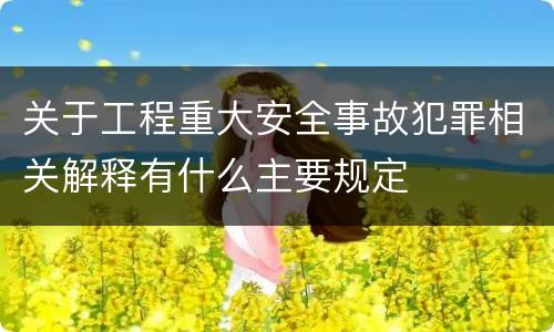 关于工程重大安全事故犯罪相关解释有什么主要规定