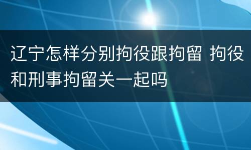辽宁怎样分别拘役跟拘留 拘役和刑事拘留关一起吗