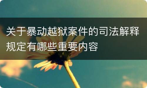 关于暴动越狱案件的司法解释规定有哪些重要内容