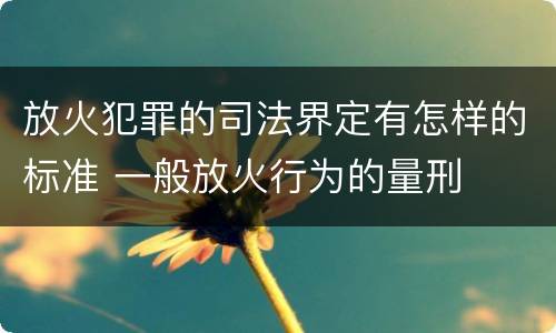 放火犯罪的司法界定有怎样的标准 一般放火行为的量刑