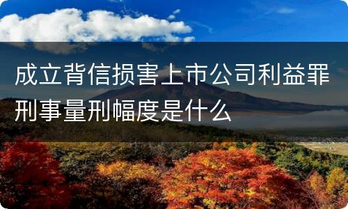 成立背信损害上市公司利益罪刑事量刑幅度是什么