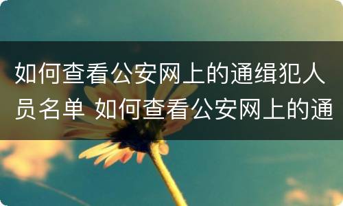 如何查看公安网上的通缉犯人员名单 如何查看公安网上的通缉犯人员名单电话
