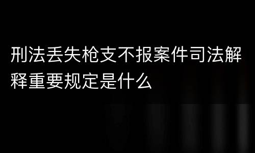 刑法丢失枪支不报案件司法解释重要规定是什么