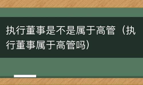 执行董事是不是属于高管（执行董事属于高管吗）