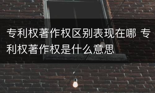 专利权著作权区别表现在哪 专利权著作权是什么意思