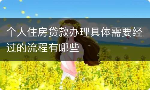 个人住房贷款办理具体需要经过的流程有哪些