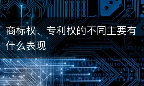 商标权、专利权的不同主要有什么表现