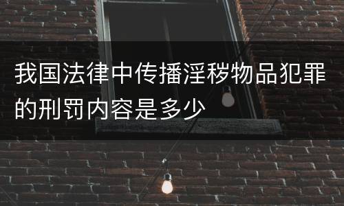 我国法律中传播淫秽物品犯罪的刑罚内容是多少