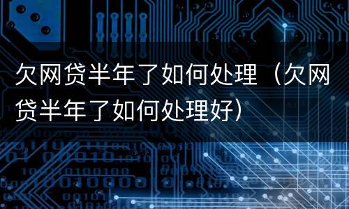 欠网贷半年了如何处理（欠网贷半年了如何处理好）
