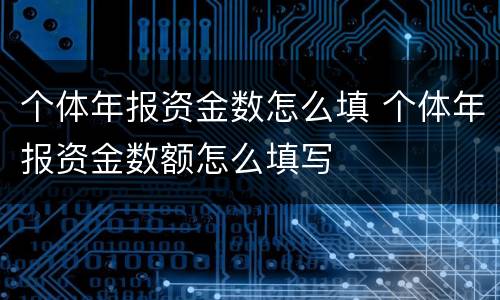 个体年报资金数怎么填 个体年报资金数额怎么填写