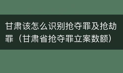 甘肃该怎么识别抢夺罪及抢劫罪（甘肃省抢夺罪立案数额）