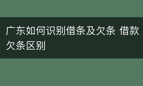广东如何识别借条及欠条 借款欠条区别