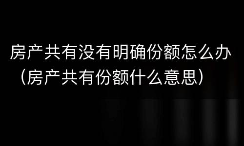 房产共有没有明确份额怎么办（房产共有份额什么意思）