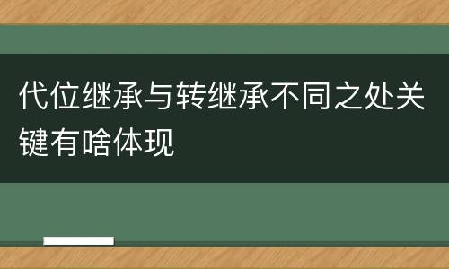 代位继承与转继承不同之处关键有啥体现