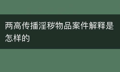 两高传播淫秽物品案件解释是怎样的