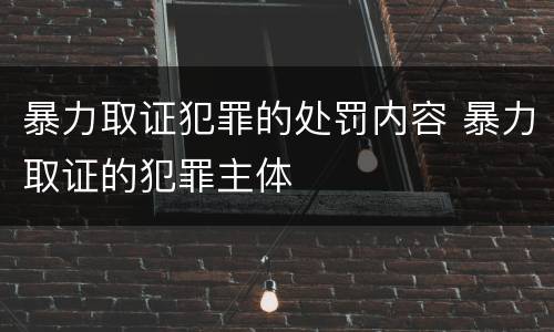 暴力取证犯罪的处罚内容 暴力取证的犯罪主体