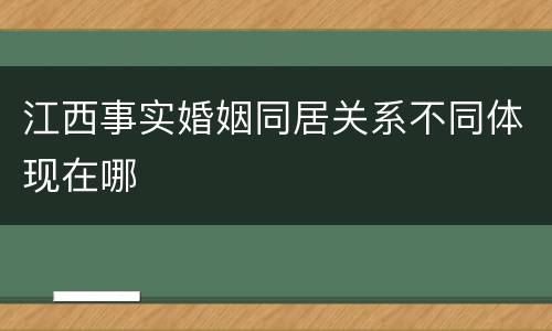 江西事实婚姻同居关系不同体现在哪